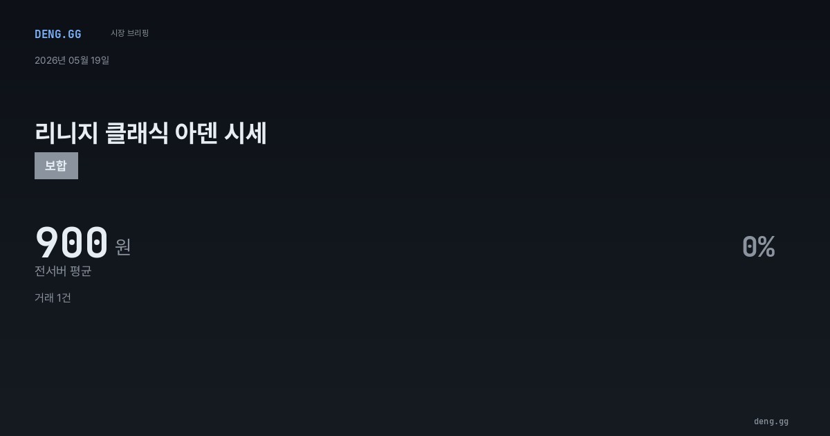5월 19일 리니지 클래식 아덴 시세 분석